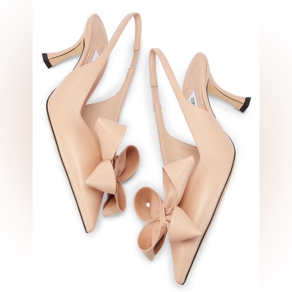 New Jimmy Choo Staz 70 Leather Bow Slingback Pumps 40 - Picture 2 of 11